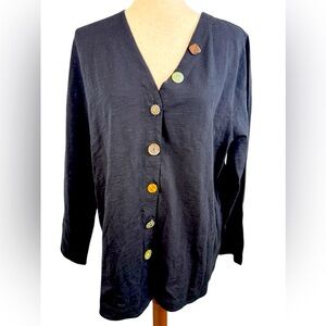 Soft surrounding cotton cardigan size large artsy buttons preowned